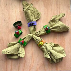 Set of 6 vintage hand painted fruit napkin rings